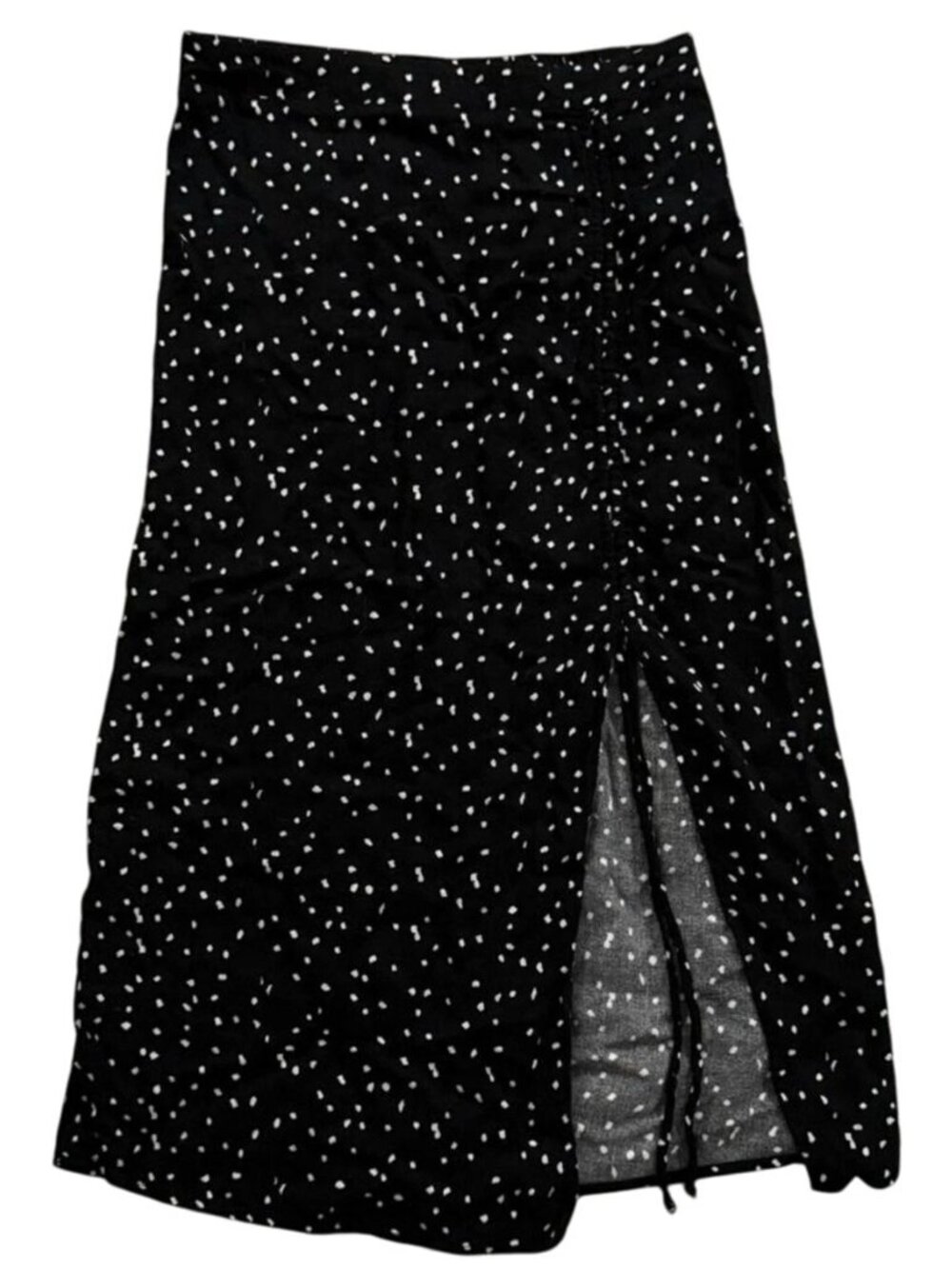 Black/white Polka Dot Wrap Midi Skirt